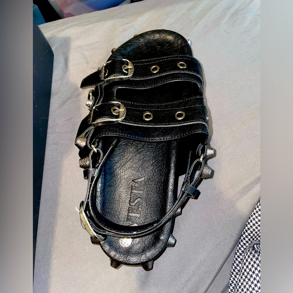 Italian leather studded platform sandals (UNISEX). Dress up 1 of a kind sandals!